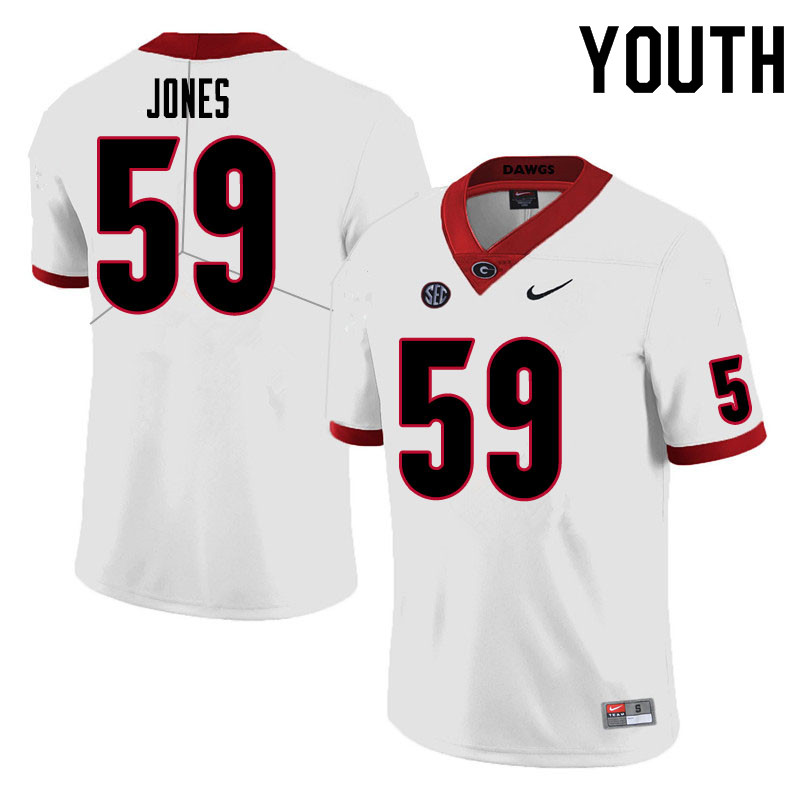 Georgia Bulldogs Youth Broderick Jones #59 White Stitched College UGA Football Jersey 23NN013PA